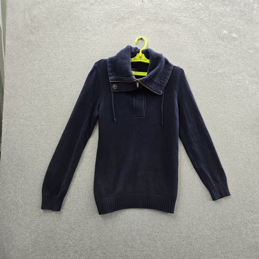 Lauren Ralph Lauren Women Sweater M/M Navy Blue Snap Pullover‎